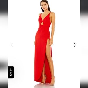 NWT Mac Duggal Red Long Formal Gown Cutouts V-neck Size 8 Style#27434